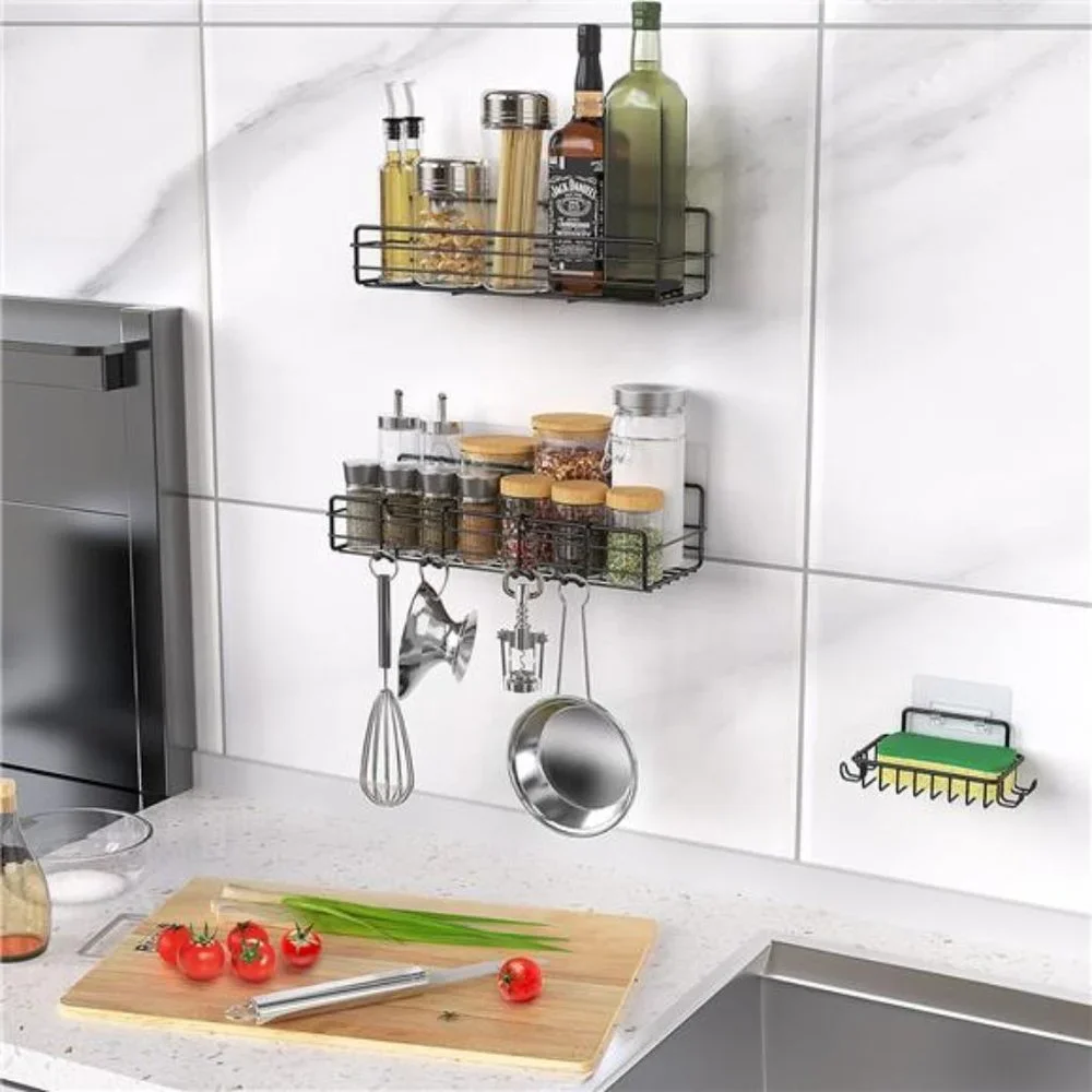 Shower Caddy Basket Shelf with Soap Holder, No Drilling Traceless Adhesive